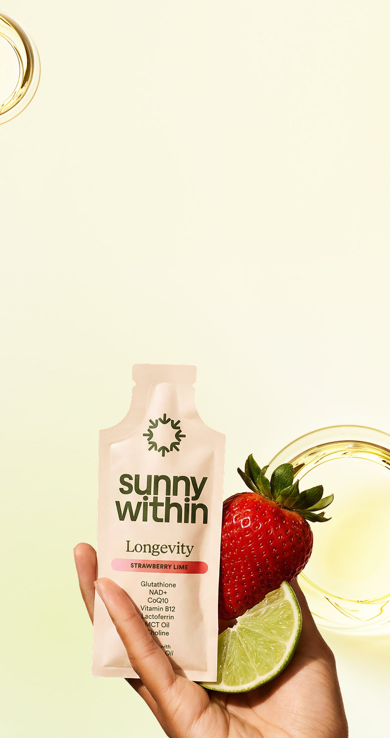 BG2 liposomal supplement - Radiant golden liquid in a sleek bottle - Nourishes and energizes from within.