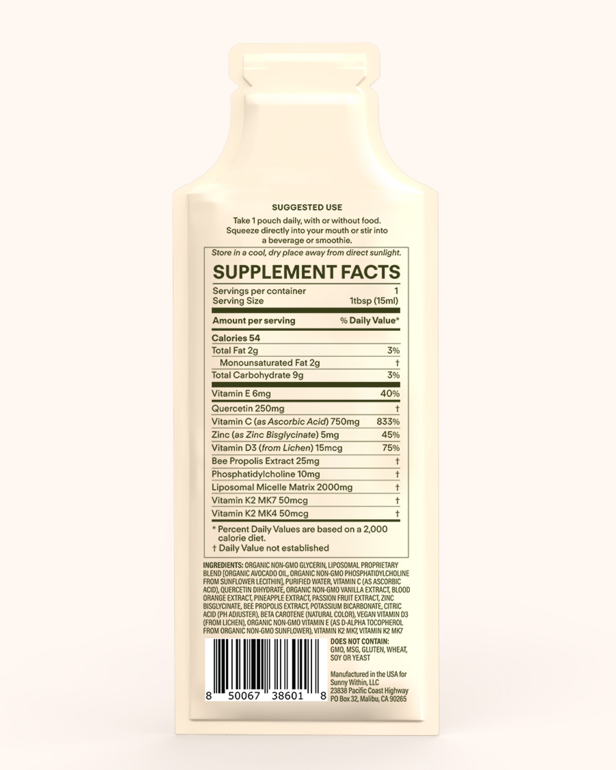 Daily Defense liposomal supplement by Sunny Within - Radiant skin and energized cells.