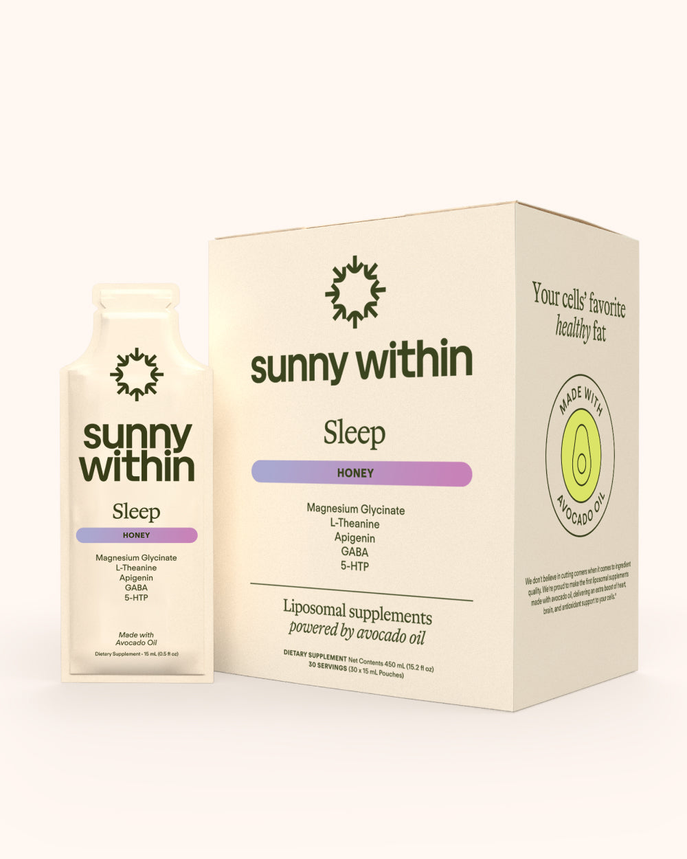 Sunny Within Sleep Supplement - Organic Avocado Oil Infused - Fuels Restful, Calming Sleep.