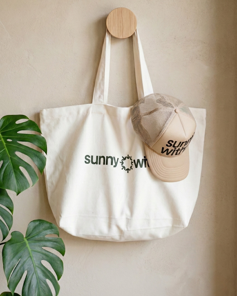 Sunny Within hat on a hook - stylish accessory to radiant, energized wellness lifestyle.