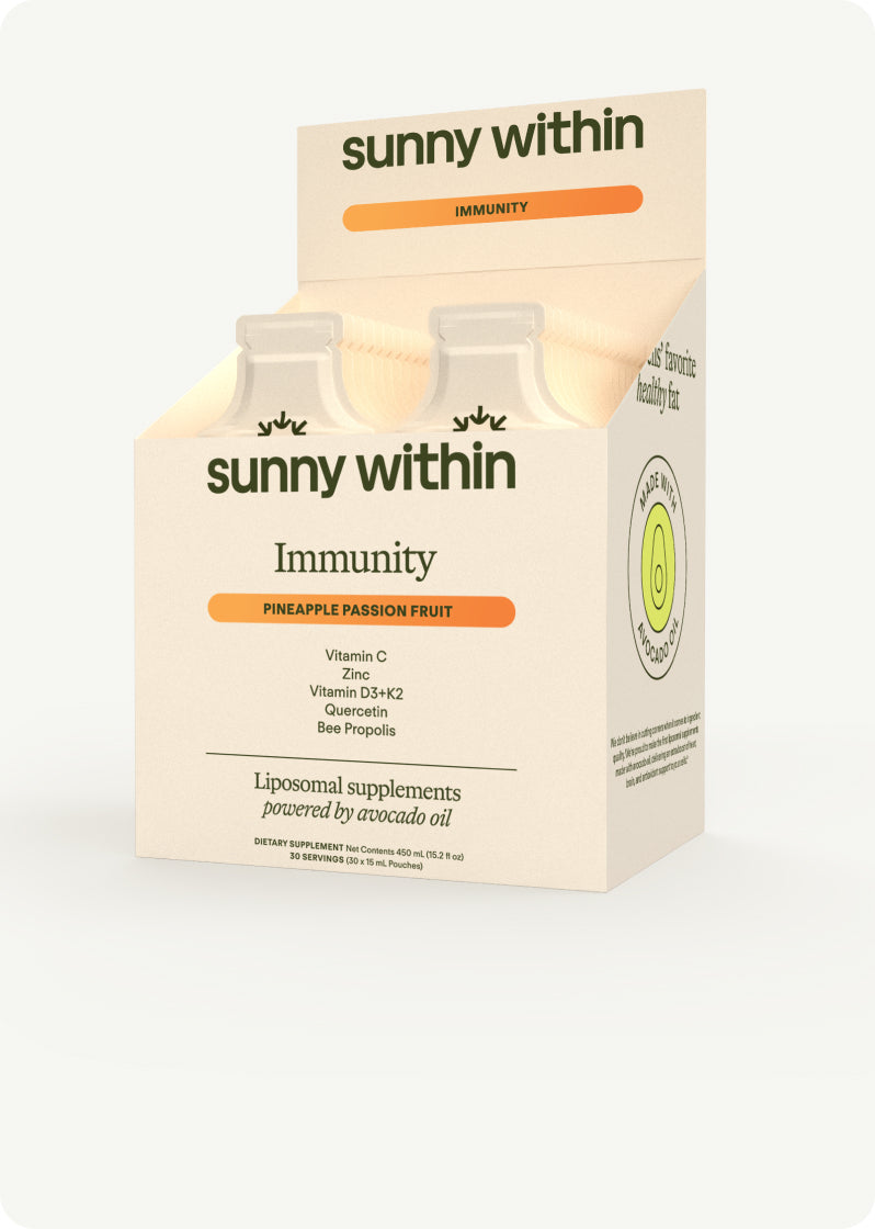 Immunity supplement 30-pack by Sunny Within, promoting radiant health and energizing wellness.