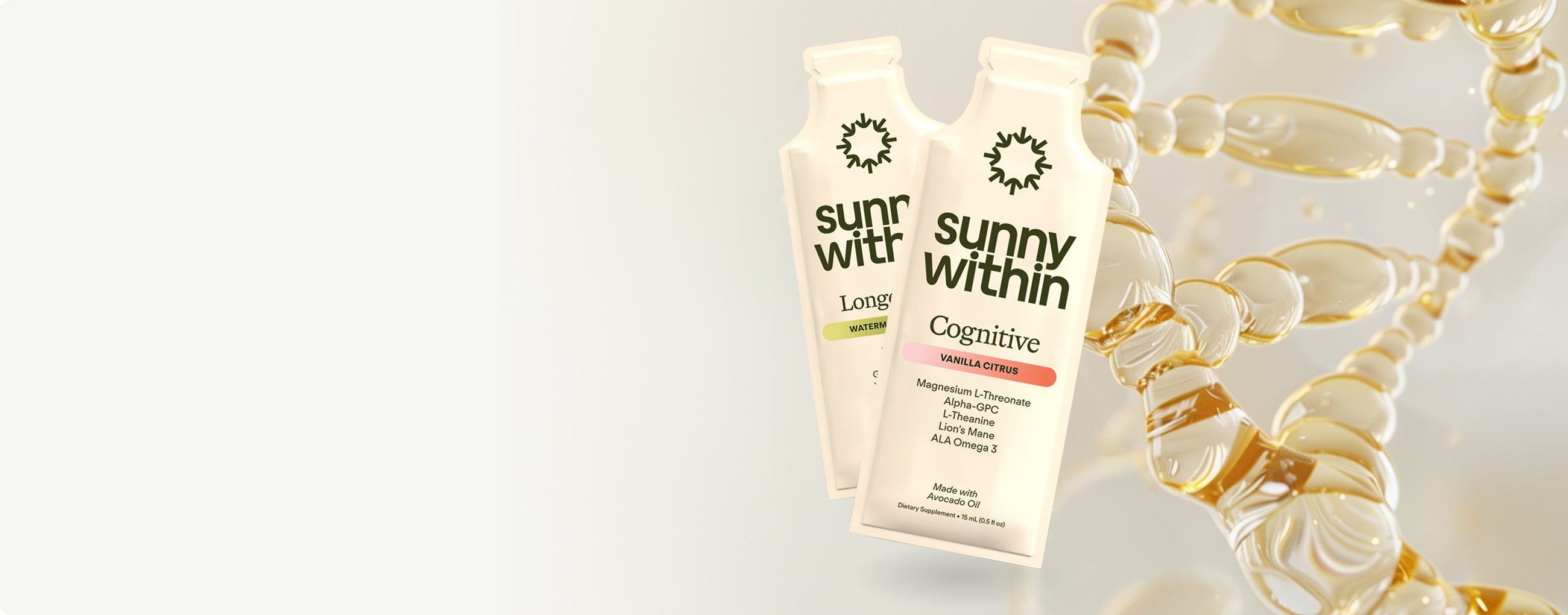 Long-lasting Sunny Within liposomal supplement bottle - nourishing skin and hair care solution.