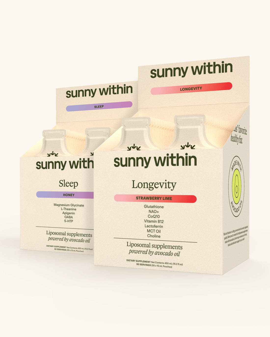 Sunny Within PDP Bundle - Organic liposomal supplements for radiant skin and energized cells.