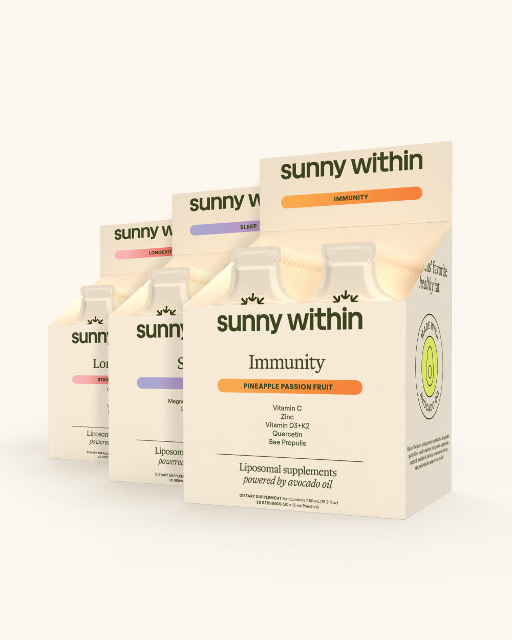 Sunny Within PDP Glow Strawberry supplement - Organic avocado oil powered nourishment for radiant skin.