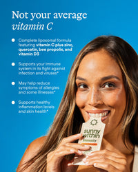Radiant smile after using Sunny Within's liposomal supplement - Energizes and nourishes your cells.