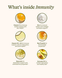 PDP Immunity supplement Fresh citrus fruits and ingredients Energizes and nourishes for radiant health.