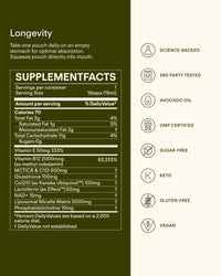 PDP Longevity supplement - organic avocado oil extract in a bottle - energizes and nourishes for radiant skin.