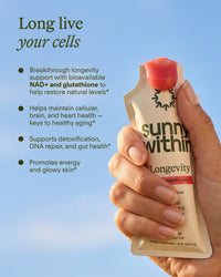 PDP Longevity Strawberry supplement - radiant liquid in a sleek bottle - fuels and energizes for longevity.