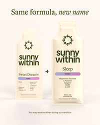 Sunny Within's liposomal sleep supplement - a bottle amidst calming blue hues - nourishes for restful nights and radiant m….