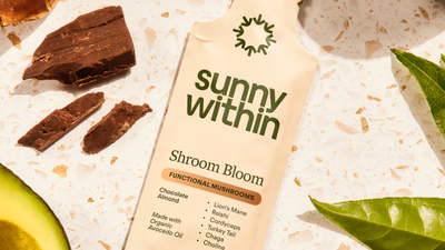 Sunny Within Shroom Bloom Liposomal Supplement - Radiant, nourishing functional mushrooms in a bottle - Fuels cellular energy.