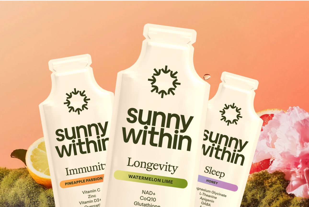 Hero liposomal supplement by Sunny Within - energizing, nourishing liquid in a radiant bottle.