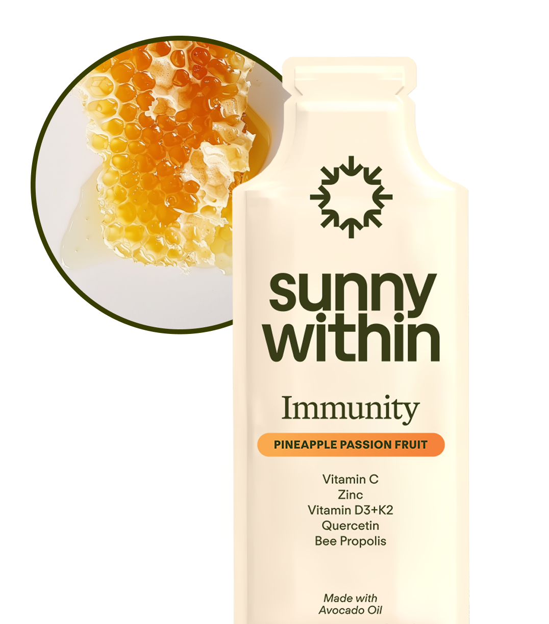 Sunny Within Longevity Supplement - Liquid Nutrient Rich Bottle - Energizing Cellular Health.
