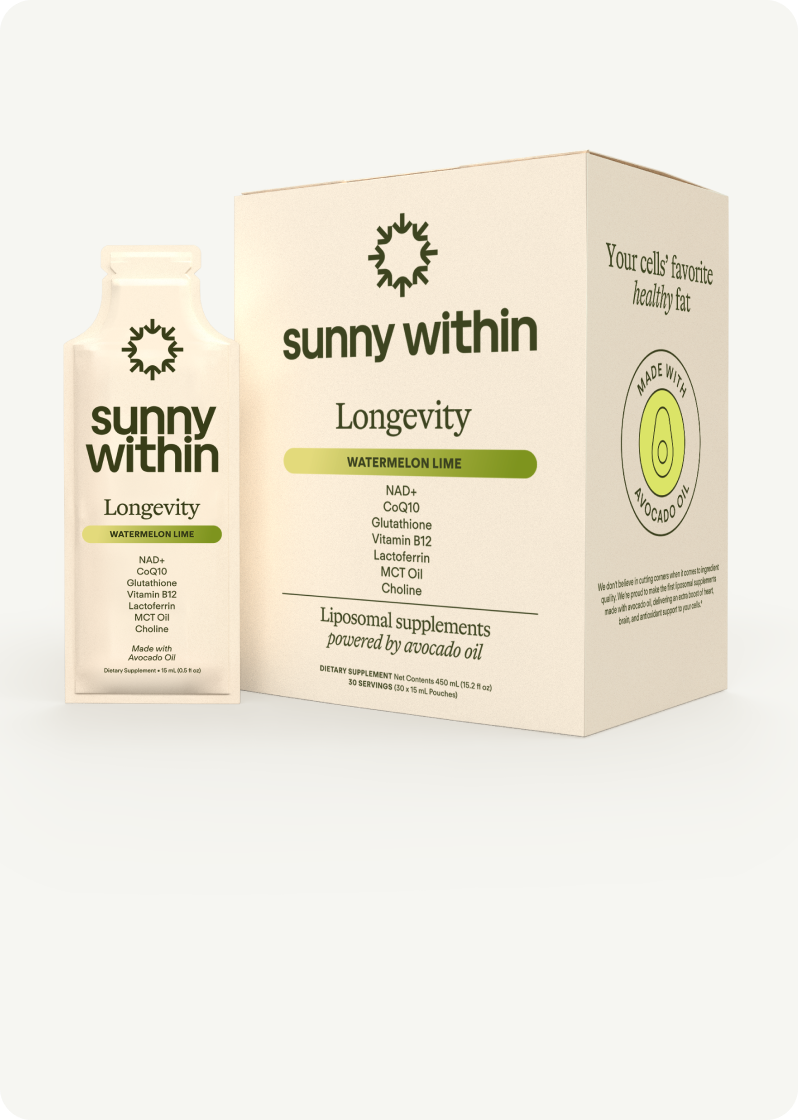 Longevity liposomal supplement by Sunny Within - Nourishing your radiant, energized life.